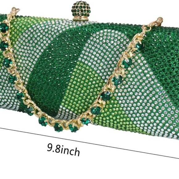 Women Rhinestone Clutch Bag Long Chain Evening Handbag for Party Dress - Picture 2 of 6